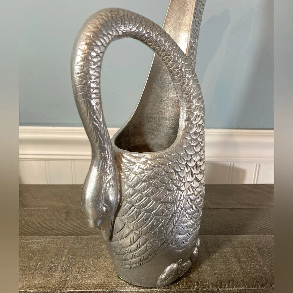 ARTHUR COURT Vintage 1989 Polished Aluminum Swan Goose Pitcher